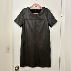 Black Lamb  Leather Short-Sleeve Shift Dress